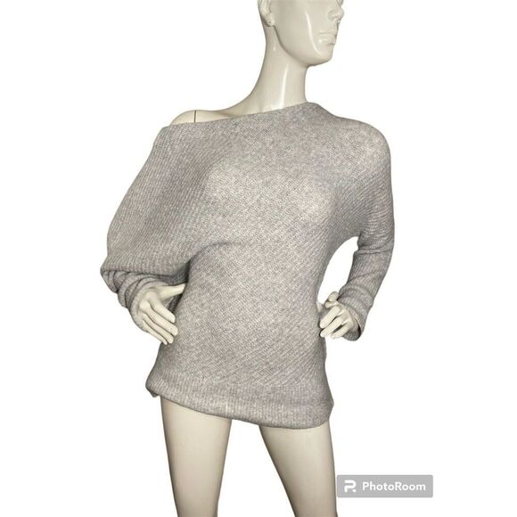 Caslon Boatneck‎ Sweater Women’s Small Cable Knit Minimalist Neutral Gray - Picture 1 of 6